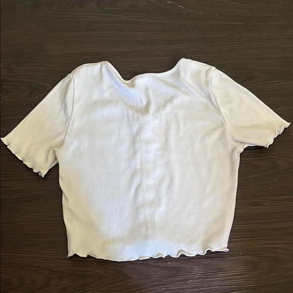 White Ruffled Button-Up Top - Picture 2 of 2